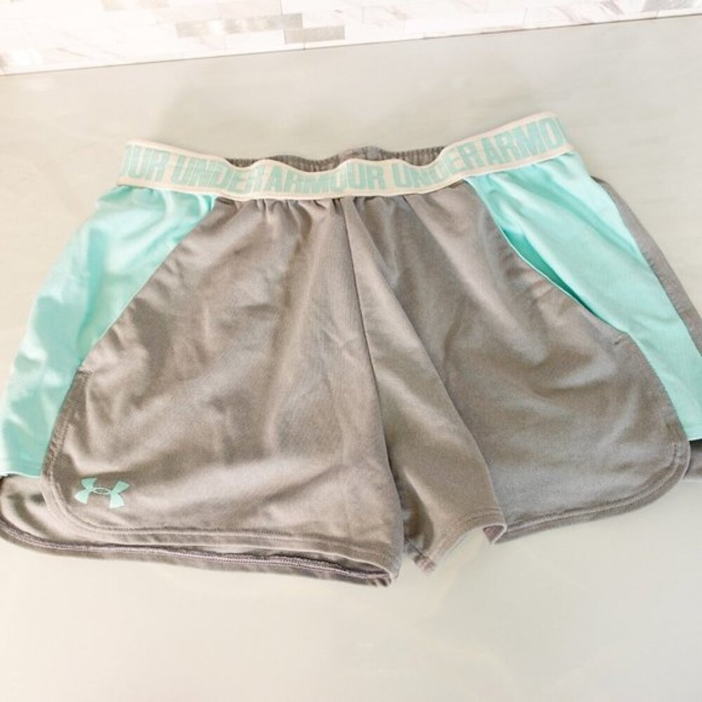 Tech Utility Shorts UNDER ARMOUR Play Up Womens‎ M Gray Teal Track Athleisure